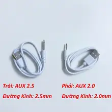 [2.5 AUX / 2.0 AUX Tùy Chọn] Cáp Sạc USB Sang AUX Đầu Tròn 2.0mm / 2.5mm Đa Năng Cho Máy Rửa Mặt, Đồ Chơi Người Lớn