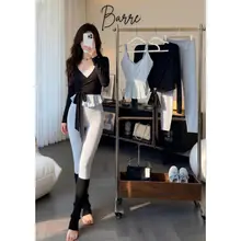 Áo Barre xòe bồng x Quần Softy legging cao cấp Chu:Hee (KHÔNG GỒM ÁO KHOÁC NGOÀI), sẵn mút ngực, tôn dáng