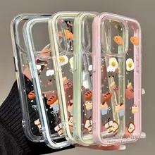 Ốp điện thoại mềm hình trứng chiên hoạt hình cho iPhone 17 16 15 14 13 12 11 Pro Max