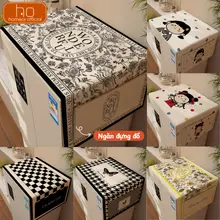 Tấm Phủ Tủ Lạnh Chống Bụi, Có Ngăn Để Đồ, Vải Lanh Cotton Tản Nhiệt, Chống Thấm Nước