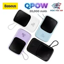 {Hỏa Tốc } Pin dự phòng  20.000mAh CHÍNH HÃNG Baseus Qpow  sạc nhanh 20W - liền cáp typ C hoặc Lightning !