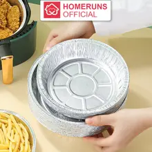 Set 10 khay giấy bạc lót nồi chiên không dầu, lò nướng HOMERUNS đĩa nhôm, đĩa giấy bạc đường kính 20-22cm