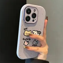 Tương thích với iPhone 17 16 15 14 13 12 11 Pro Max X XS XR 7 8 Plus SE2020 Vỏ Điện Thoại Hoạt Hình Bướm Mèo Cá Mềm