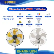 (Mẫu mới 2026) Quạt treo tường TC1623 Senko 2 dây giật - Chính hãng Senko thay mẫu cũ TC16