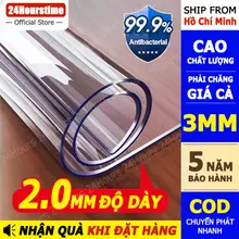 24Hourstime Khăn trải bàn chống dầu 3mm PVC linh hoạt trong suốt dẻo không thấm nước trong suốt Chống dầu