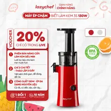 Máy Ép Chậm Lazychef Mini 130W – Ép Trái Cây, Làm Kem Hoa Quả, Nhỏ Gọn, Dễ Vệ Sinh - Màu đỏ
