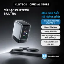 Củ Sạc Nhanh CUKTECH GaN 100W Màn Hình Hiển Thị 3 Cổng Type-C Sạc Laptop 65W Tương Thích iP 17 Pro Max/MacBook/Xiaomi
