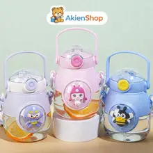Bình Nước Cô Gái Dễ Thương Có Ống Hút Dây Đeo