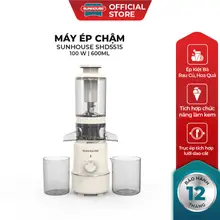 [SVIP] Máy ép chậm Sunhouse SHD5515 - Dung tích 600ml - Làm được kem, lưỡi cắt vượt trội - Ống tiếp nguyên liệu lớn
