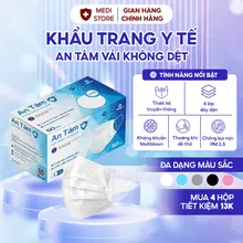 Hộp 50 cái Khẩu trang y tế An Tâm chính hãng 4 lớp vải không dệt, ngăn khói bụi freesize
