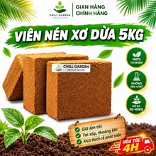 Viên Nén Xơ Dừa 5kg ChillGarden, Đã Qua Xử Lý, Bổ Sung Vi Sinh, Nở Gấp 5 Lần, Trồng Rau Hoa