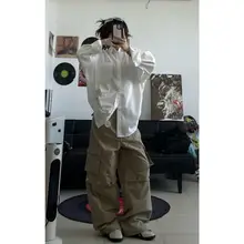 Áo sơ mi nam nữ DÁNG RỘNG dài tay Unisex Basic màu trắng ĐUÔI TÔM VẠT BẦU ( OVER SHIRT )