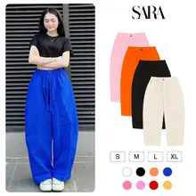 SARA Quần Harem Parachute Pants Dáng Thụng Ống Rộng Vintage Nhật Bản Lưng Chun Nam Nữ Mã TD062
