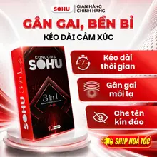 Bao Cao Su SOHU 3in1 - Có Gân, Gai, Siêu Mỏng, Không mùi, Kéo Dài Thời Gian size 52mm
