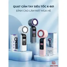 Quạt cầm Tay Turbo sò lạnh K801 Pin 4000mAh, Chức Năng Lạnh, Gió Mạnh, Gấp Gọn Tiện Lợi Tặng Kèm Dây Đeo