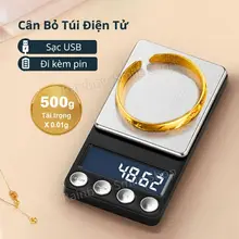 Cân điện tử vàng agate 500 gram, độ chính xác 0,01 gram, dùng để cân trang sức, sạc qua USB.