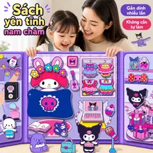 Sách yên tĩnh từ tính, không cần cắt, có miếng dán hút, bộ Sanrio, đồ chơi thủ công giáo dục cho trẻ em