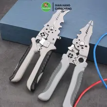 Kìm Tuốt Dây Điện Nhiều Kích Cỡ Đa Năng 12in1 - Lưỡi Thép Không Gỉ Lò Xo Ẩn Trợ Lực, Kìm Bấm Cos