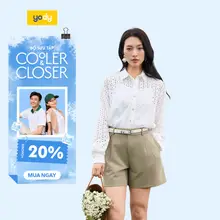 [SALE OFF] Áo sơ mi dài tay nữ ren thêu dáng rộng YODY thoáng mát  thân thiện với da WOSH25S040