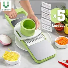 Bộ nạo rau củ quả 5 lưỡi dao INOX 304 không gỉ bào rau củ đa năng cao cấp đa năng tiện dụng nhà bếp