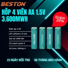 Hộp 4 Pin sạc Beston AA 1.5V dung lượng cao 3600mWh dùng cho khoá cửa thông minh, karaoke, đồ chơi