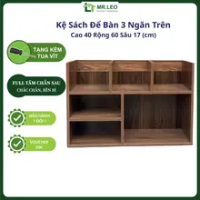 [Tặng Tua Vít] Kệ Tài Liệu Để Bàn 2 Tầng 3 Ngăn Trên Có Chắn Sau – Kệ Gỗ MDF Trang Trí Bàn Làm Việc, Bàn Học