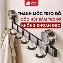 Thanh Móc Treo Đồ Cốc Hút Không Khoan Tường, Chịu Tải 30Kg, Móc Treo Đồ Dán Tường Bám Dính Chắn Chắn
