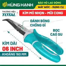 Kìm mỏ nhọn Total THT1466P mũi cong, kích thước 6 inch, thép chống gỉ, Kìm cắt dây điện, chính hãng - Trang bị toàn diện