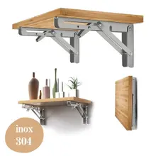 1 đôi (2 cái) BẢN LỀ GẬP MỞ RỘNG, Giá Ke đỡ bàn gấp gọn treo tường, Pát ke chữ L chịu lực 80kg