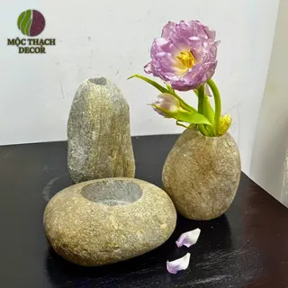 Lọ hoa đá tự nhiên, bình hoa decor, bình cắm hoa hoa,Chậu đá cuội trang trí, lọ hoa đá cuội