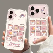 Ốp điện thoại hình thỏ dâu dễ thương hoạt hình cho iPhone 17 16 15 14 13 12 11 Pro Max X XR XS Max 7 8 Plus SE2020