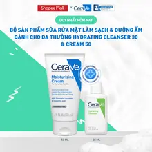 [VB KOL] Kem dưỡng ẩm CeraVe Moisturising Cream 50ml & Sữa rửa mặt Hydrating Cleanser 30ml