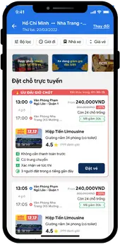Danh sách chuyến có nhãn ưu đãi giờ chót