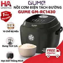 Nồi Cơm Điện Tách Đường Gume GM-RC1430 Dung Tích 1,2L Inox An Toàn-Nồi Cơm Tách Đường Chuẩn Hàn Quốc Tốt Cho Ăn Kiêng