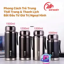 Bình giữ nhiệt 24h kim cương Balo inox 304 cao cấp nóng lạnh dung tích 1000ml, 1200ml, 1500ml