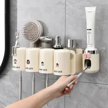 [ Tặng Nơ + Thỏ ] Bộ Nhả Kem Đánh Răng, Kệ Để Bàn Chải Đánh Răng, Dán Tường, Để Đồ Nhà Tắm- Tôm Shop