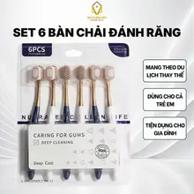 Combo 6 Bàn Chải Đánh Răng Lông Mềm Làm Sạch Sâu Chăm Sóc Nướu Tay Cầm Chống Trượt