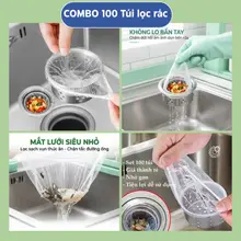 Combo 100 Túi Lọc Rác Bồn Rửa Chén Siêu Mịn, Túi Lưới Lọc Cặn Chống Tắc Cống Tiện Lợi Cho Nhà Bếp