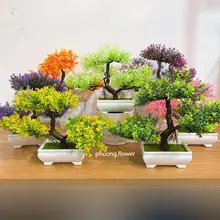 Chậu cây thông bonsai mini bằng nhựa kèm chậu trang trí nội thất để bàn kệ sách tivi tiện dụng