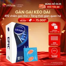 Bao cao su Epic siêu mỏng kéo dài thời gian gân gai, nhiều gel bôi trơn hộp 12 bcs (HSD 10.2026)