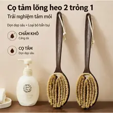 Tay cầm dài Máy chà sàn cơ thể Bàn chải tắm có lông bò tự nhiên Sữa rửa mặt lưng Tẩy tế bào chết Máy mát xa Bàn chải tắm cho nữ Spa và chải khô