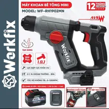 HỎA TỐC Máy khoan bê tông pin mini WORKFIX - RH1902MN, Lực Đập 1.9J, Có Giảm Chấn Rung AVS