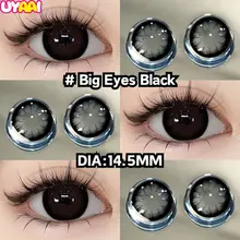 [0 độ] 14.2-14.5mm 6 tháng thấu kính đen, thấu kính màu xám tây, thấu kính màu nâu (UYAAI) Kính áp tròng
