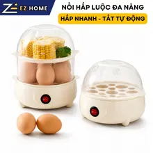 Máy Hấp Luộc Trứng Đa Năng 350W Tự Ngắt Thông Minh Hấp Khoai Bắp Bánh Bao Đồ Ăn Sáng Nhiều Tầng