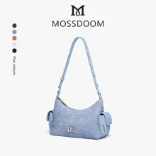 MOSSDOOM Pippa Bag Túi đeo vai nữ làm từ da và vải denim có nhiều màu sắc kiểu dáng Hàn Quốc túi đeo chéo phù hợp cho cả đi làm và dạo phố