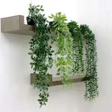 Cây rủ lá nhựa giả kèm chậu mô phỏng cúc tần cây cỏ vảy ốc lá cây xanh dây leo decor giống thật 99% phương flower