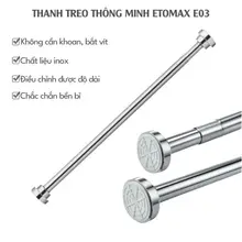 Thanh treo đồ đa năng ETOMAX E03, chất liệu Inox 304 siêu bền, lắp đặt không cần khoan bắt vít