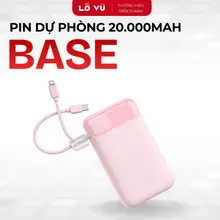 Pin sạc dự phòng 20.000mAh Base E0027S, Sạc nhanh 22,5W, 2 Dây đi liền, 2 Cổng sạc - Phụ kiện điện thoại, levu01, lỗ vũ