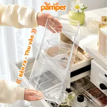 Khay Chia Ngăn Kéo Trong Suốt Có Vách Ngăn Đựng Đồ Đa Năng PAMPER Điều Chỉnh Chiều Dài Tiện Lợi