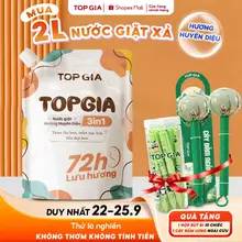[TẶNG CÂY ĐẤM LƯNG & BỘ BÚT BI] Combo Nước Giặt Xả TopGia Hương Huyền Diệu & Hoa Nắng 3in1 Túi 2L,1L
